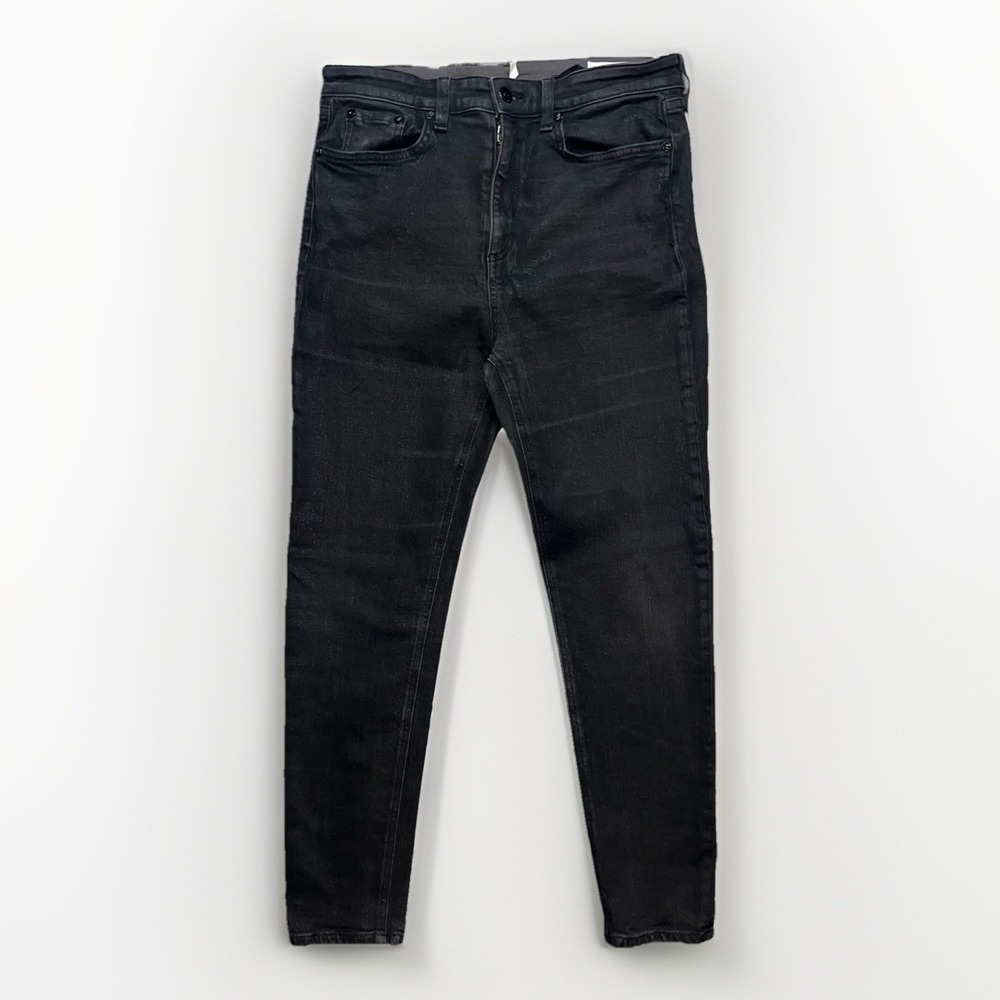 Rag & Bone Jeans Womens 29 Black Denim Nina High Rise Skinny Coated Ankle ZipFly